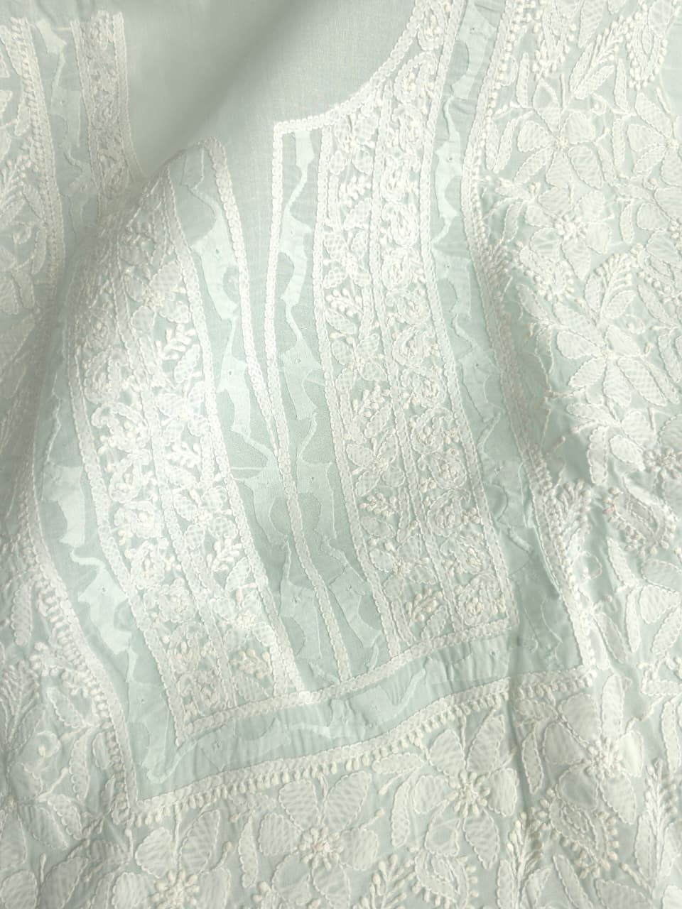 Pastel Mint Green cotton full set with Daraz and jaalwork