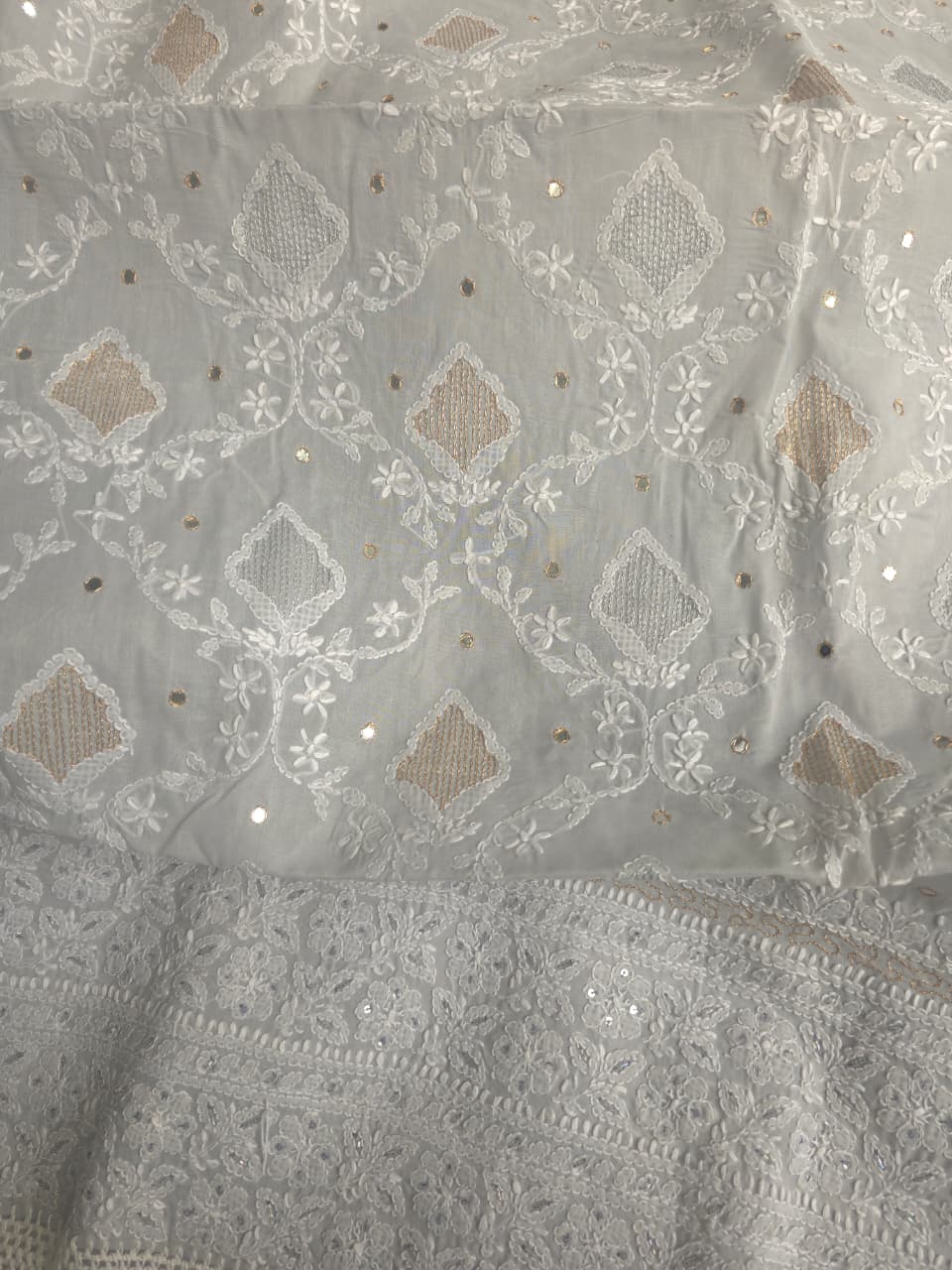 Aish Grey Cotton full set with beautiful handwork