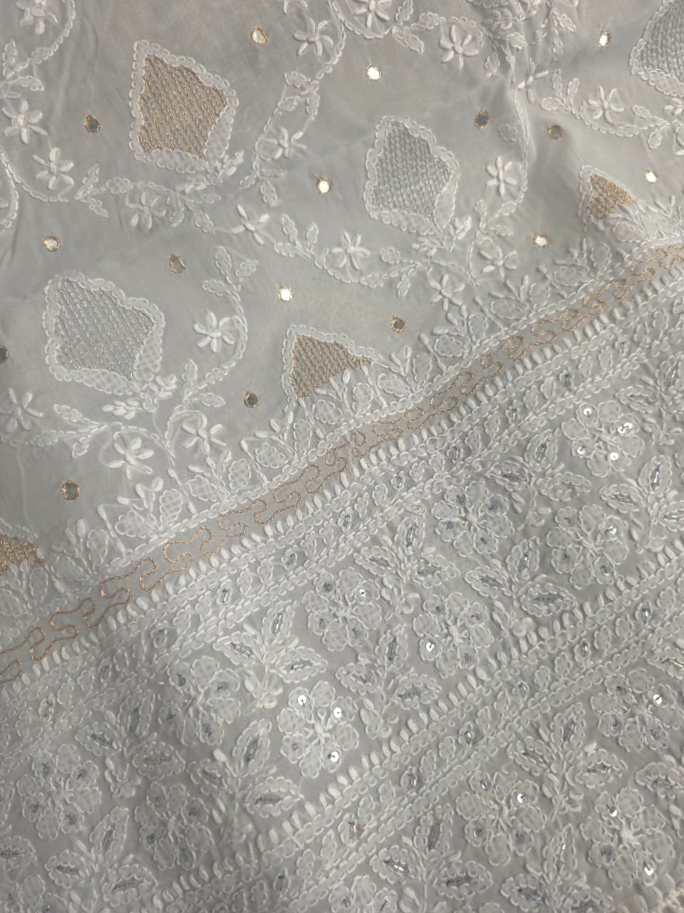Aish Grey Cotton full set with beautiful handwork
