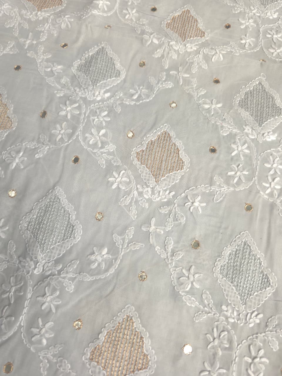 Aish Grey Cotton full set with beautiful handwork