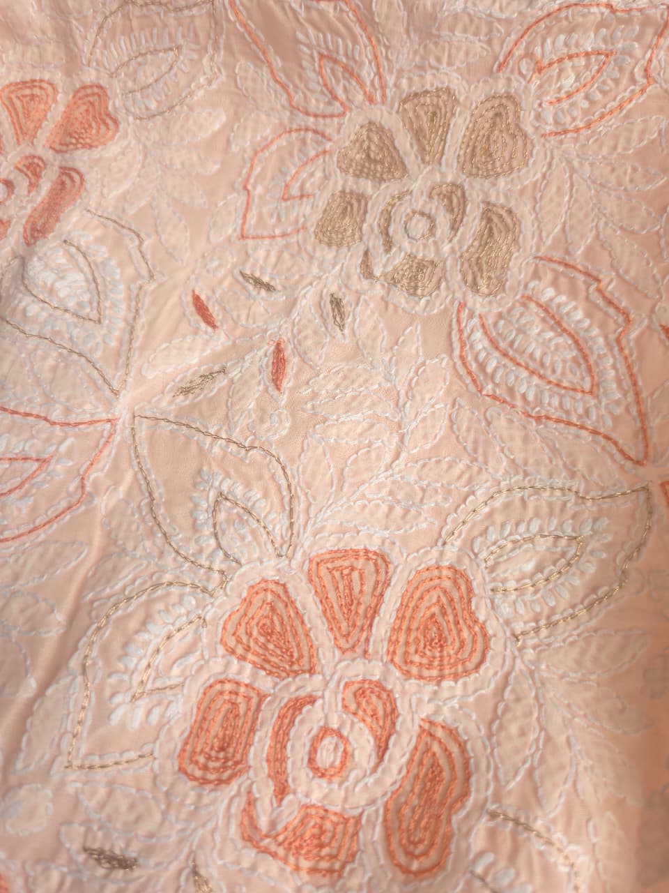 Pretty Peach Cotton full set with chikankari and addon