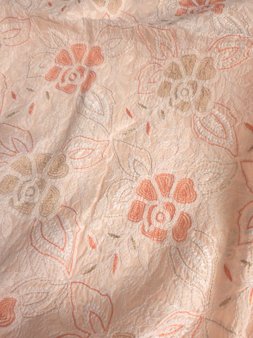Pretty Peach Cotton full set with chikankari and addon