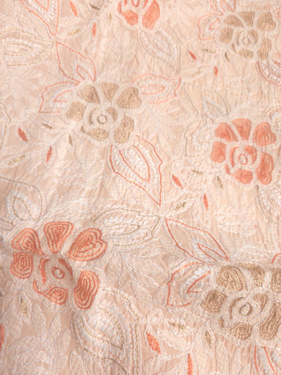 Pretty Peach Cotton full set with chikankari and addon