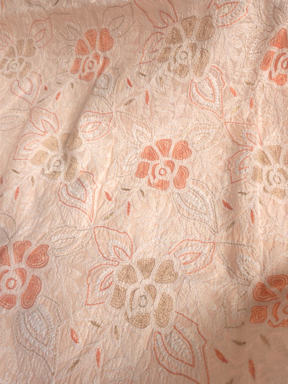 Pretty Peach Cotton full set with chikankari and addon