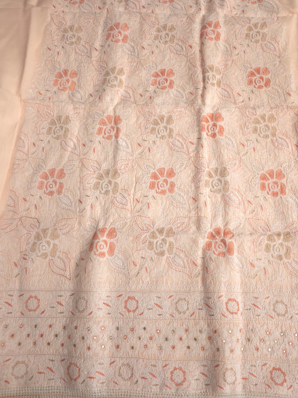 Pretty Peach Cotton full set with chikankari and addon