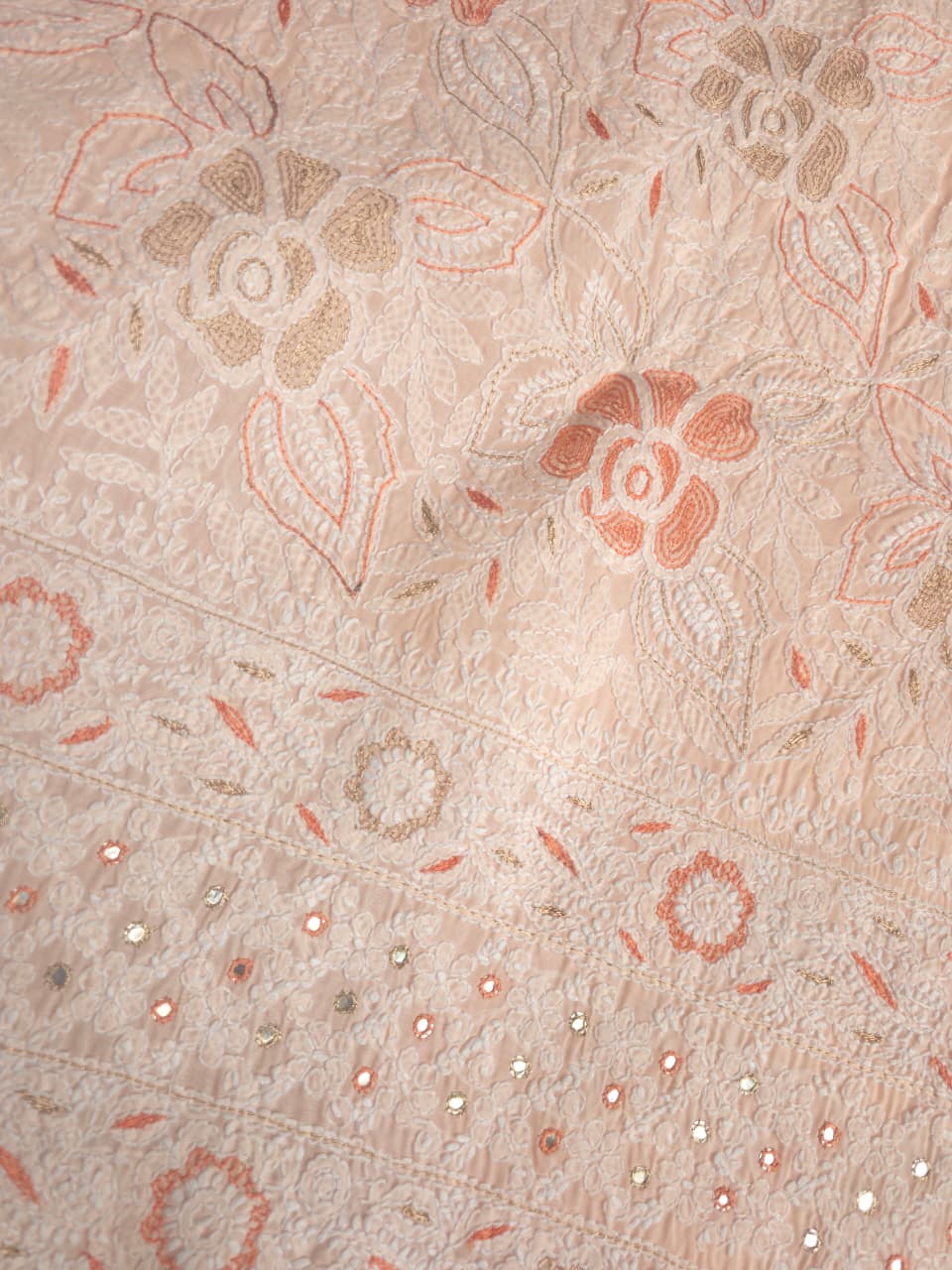 Pretty Peach Cotton full set with chikankari and addon