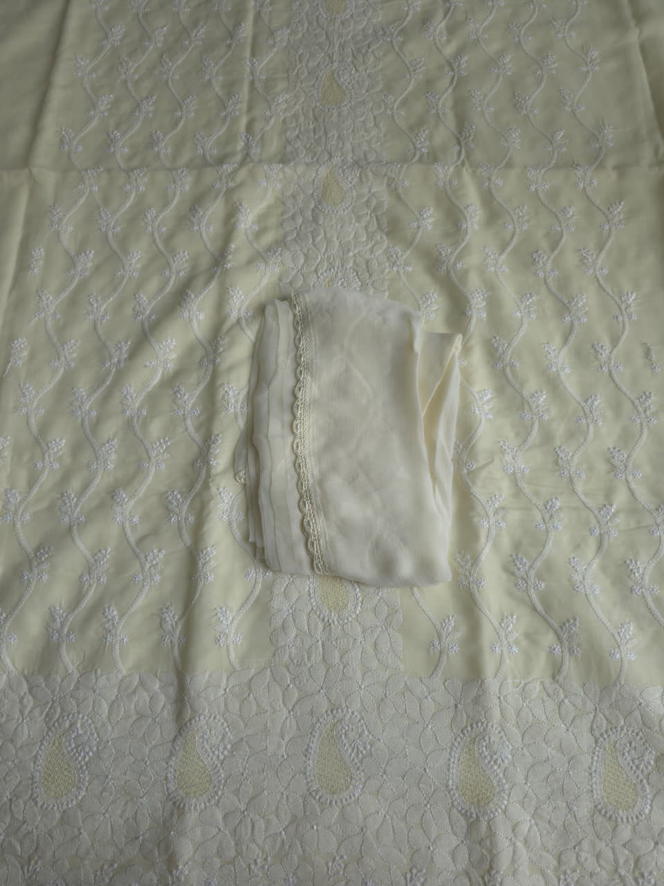 Cream color full set with handwork chikankari and Jaaliwork