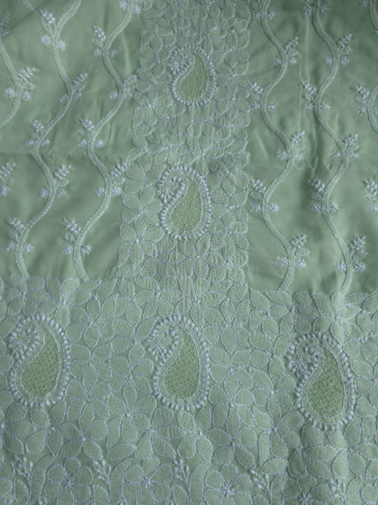 Image of Sage Green Full set with handwork chikankari &amp; jaaliwork