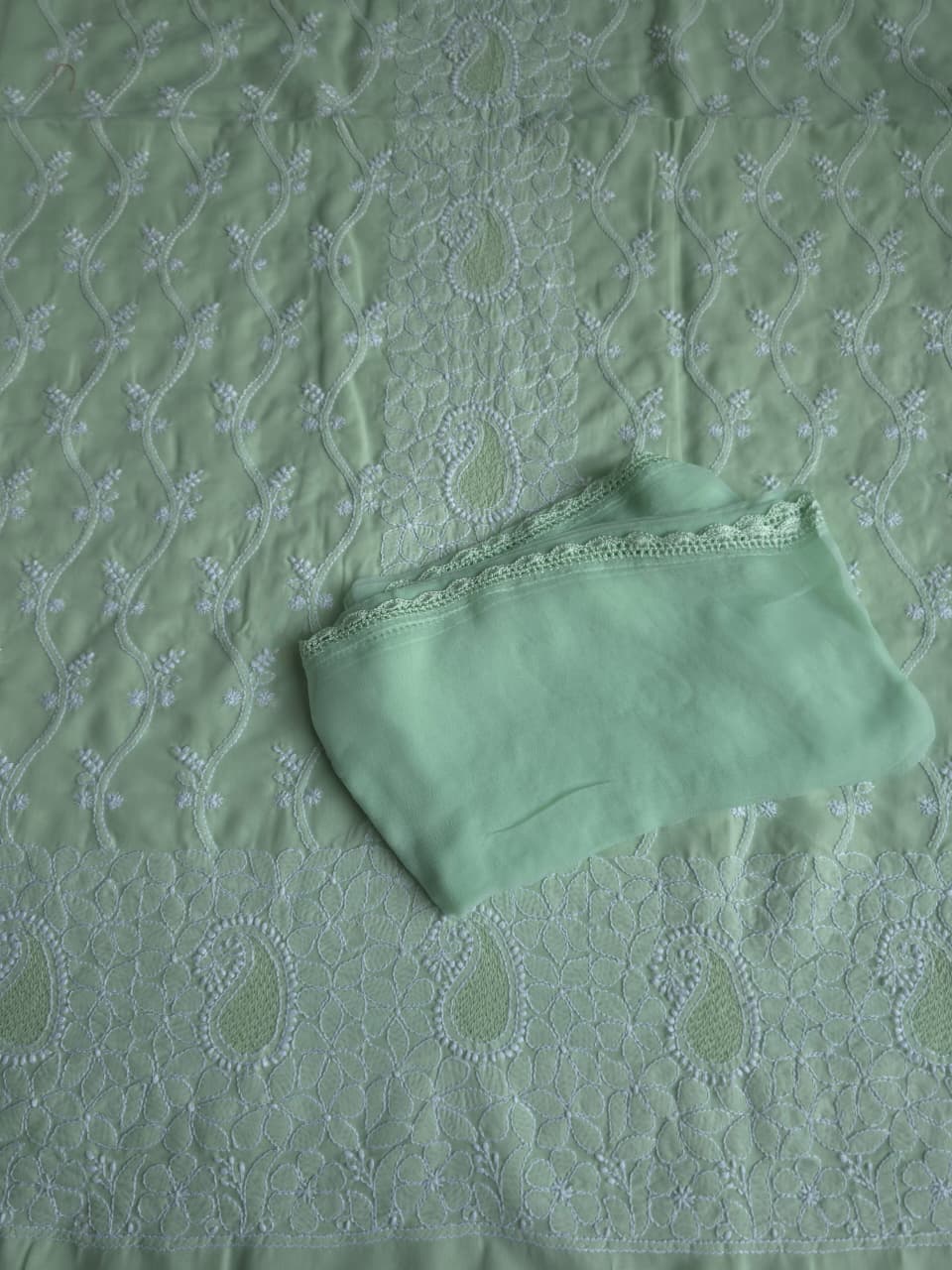 Sage Green Full set with handwork chikankari jaaliwork