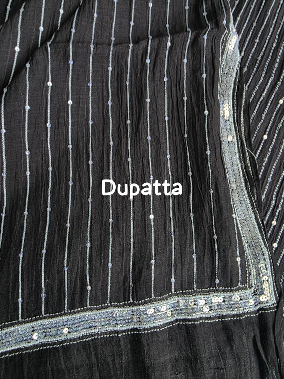 Black Mul chnaderi handwork Jaalwork Kurta and dupatta set