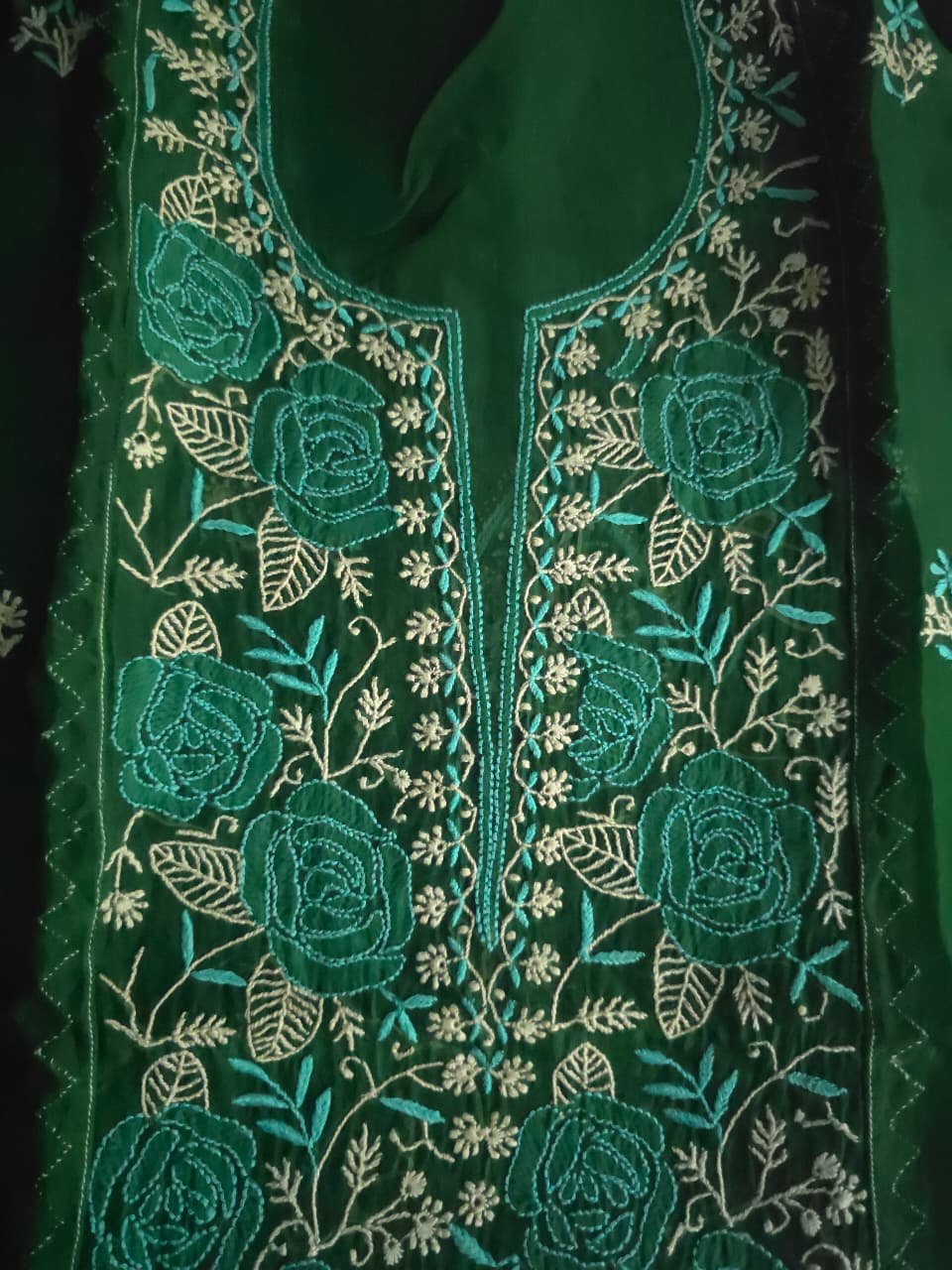Pure Organza silk Semistitched Kurta dupatta with chikankari  Daraz