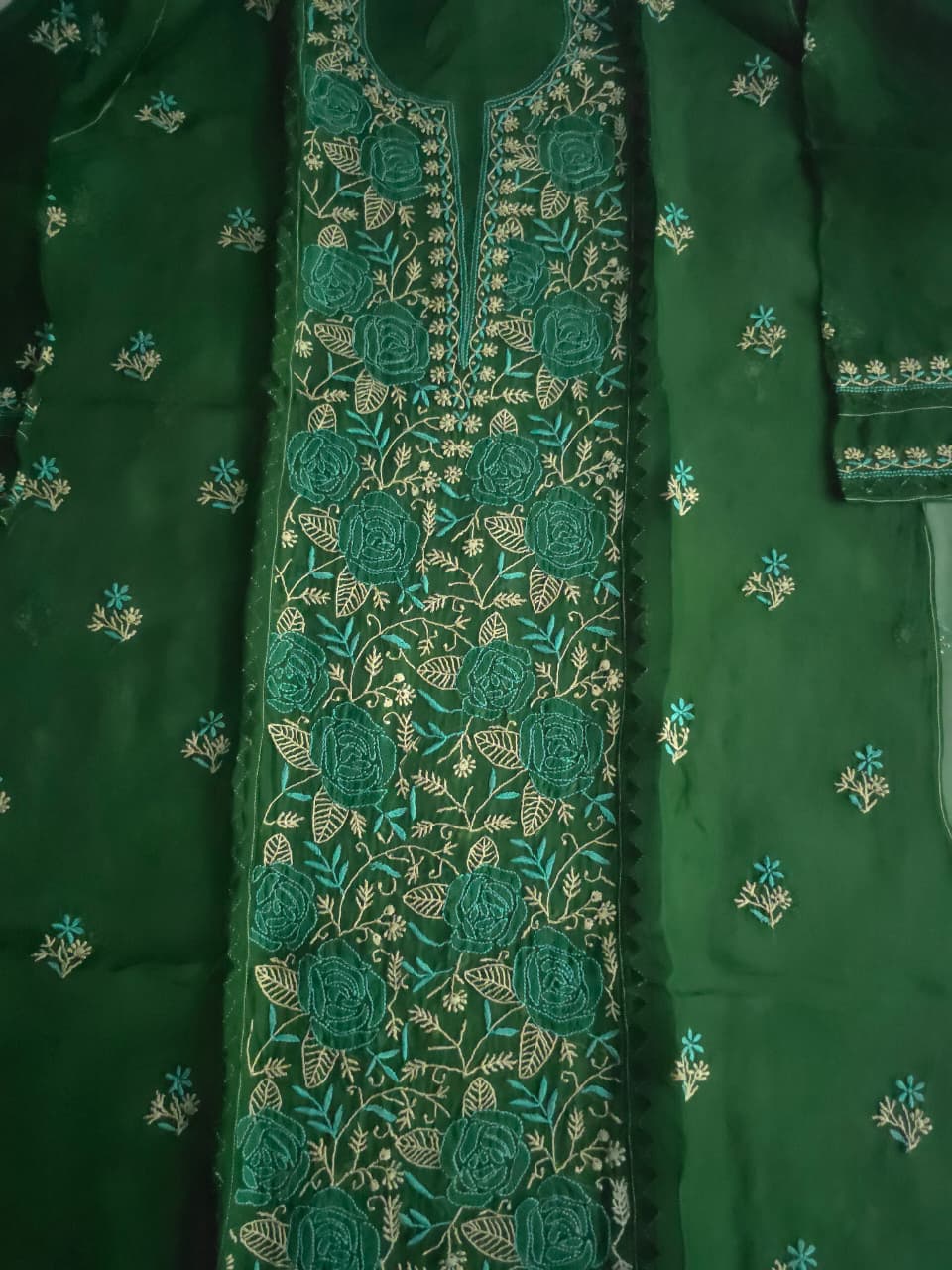 Pure Organza silk Semistitched Kurta dupatta with chikankari  Daraz