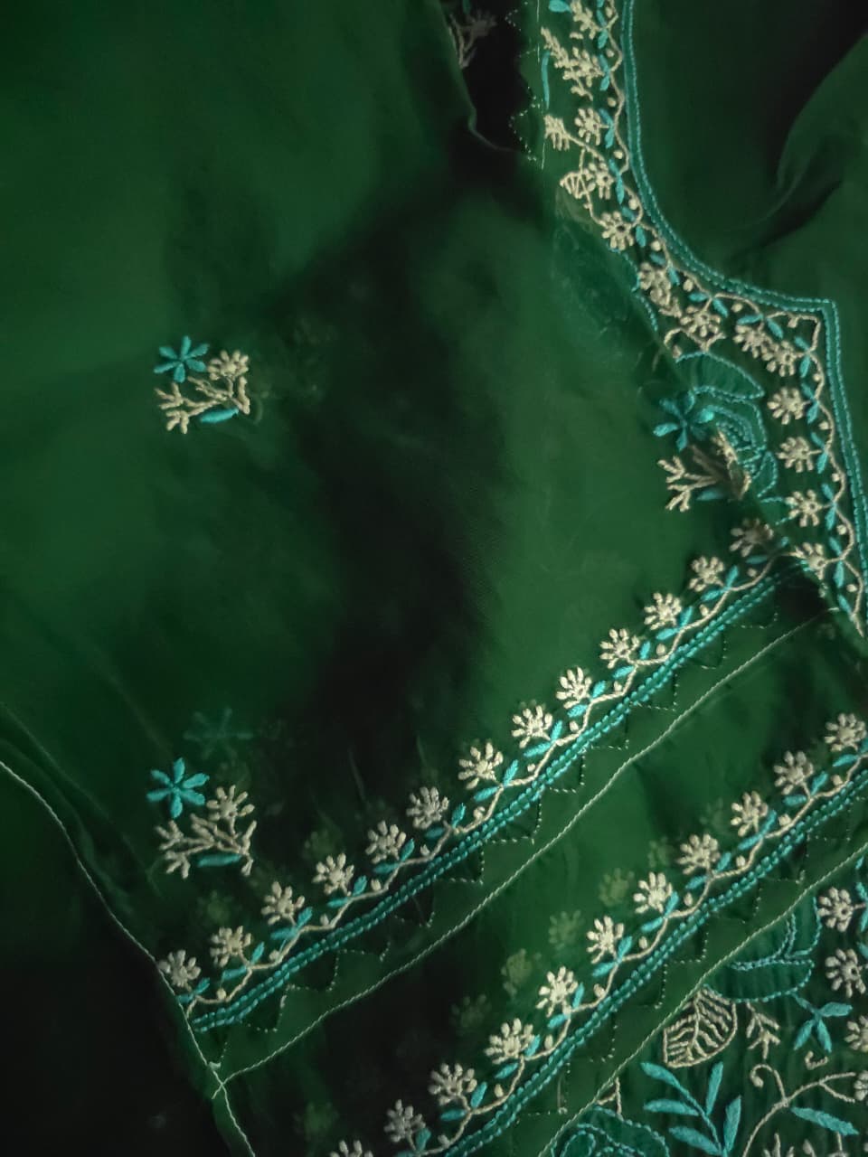 Pure Organza silk Semistitched Kurta dupatta with chikankari  Daraz