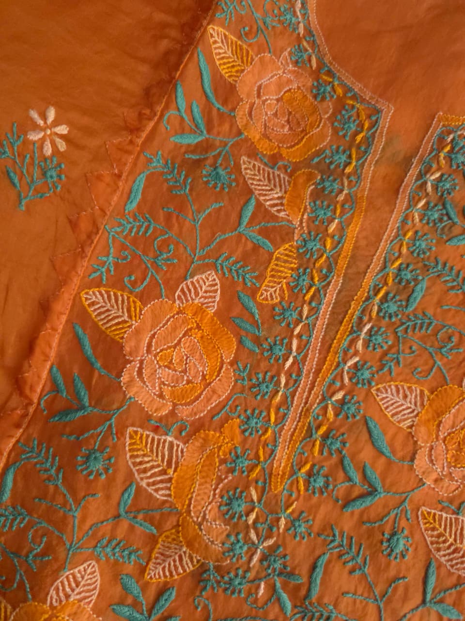 Pure Organza Silk semistitched kurta and dupatta with Chikanakri Daraz