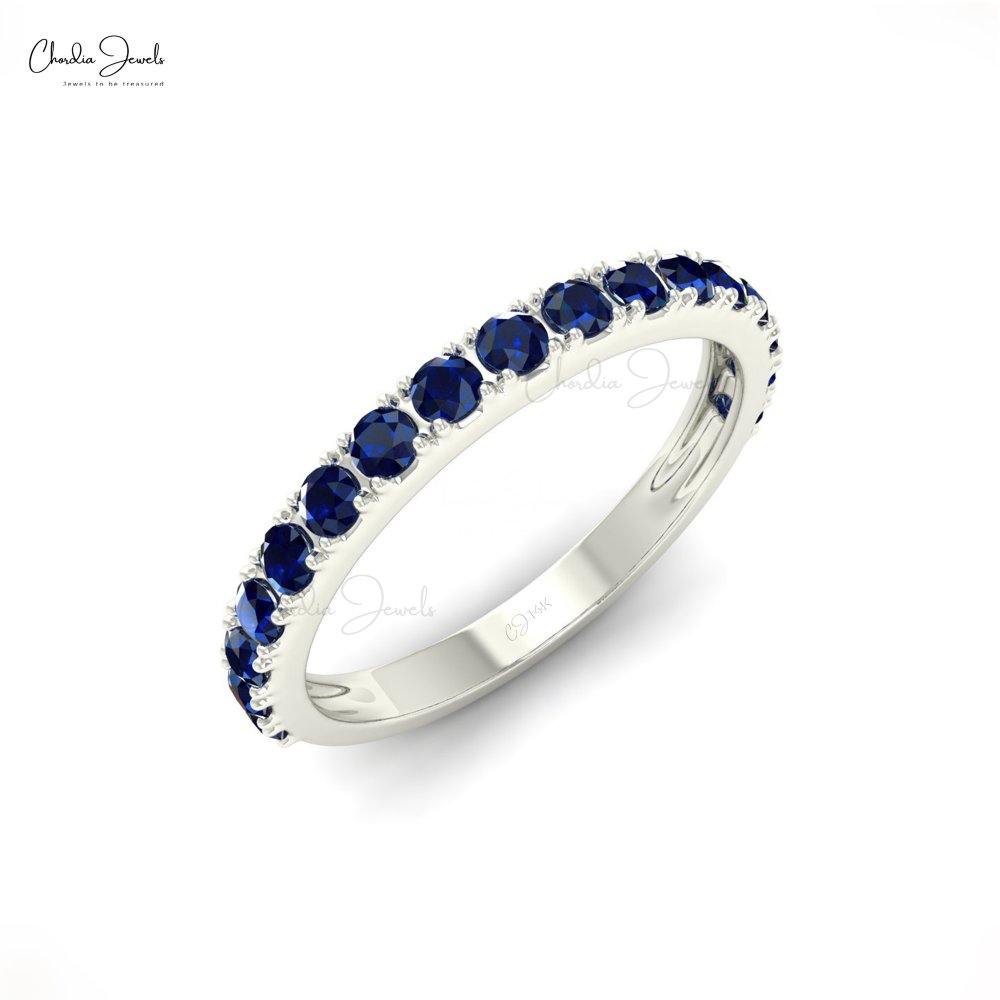 Blue sapphire eternity band yellow gold Clearance