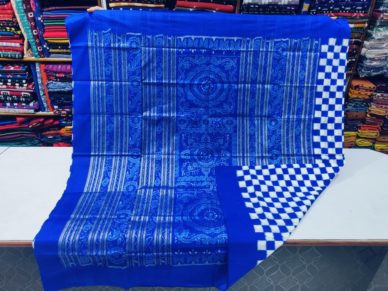 Blue sambalpuri silk saree