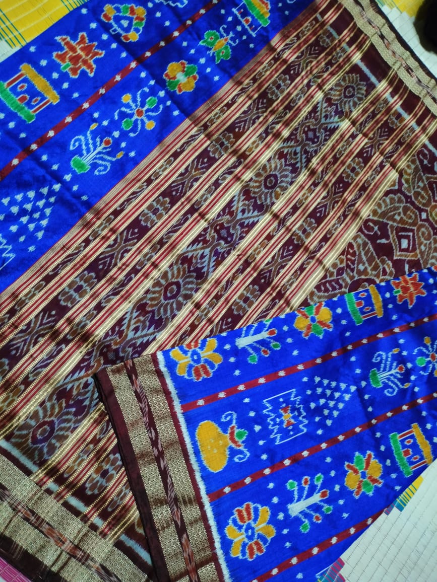 Blue khandua silk saree