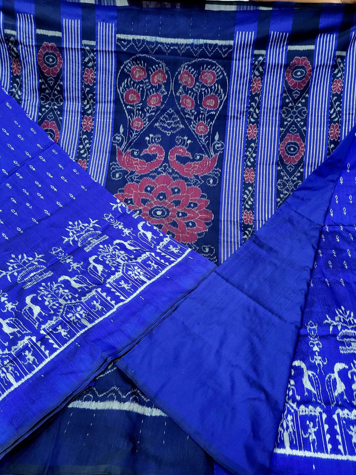 Blue Sambalpuri silk saree