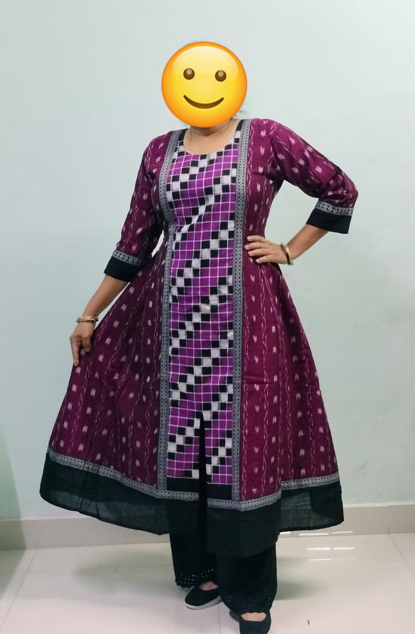 Maroon sambalpuri cotton kurti