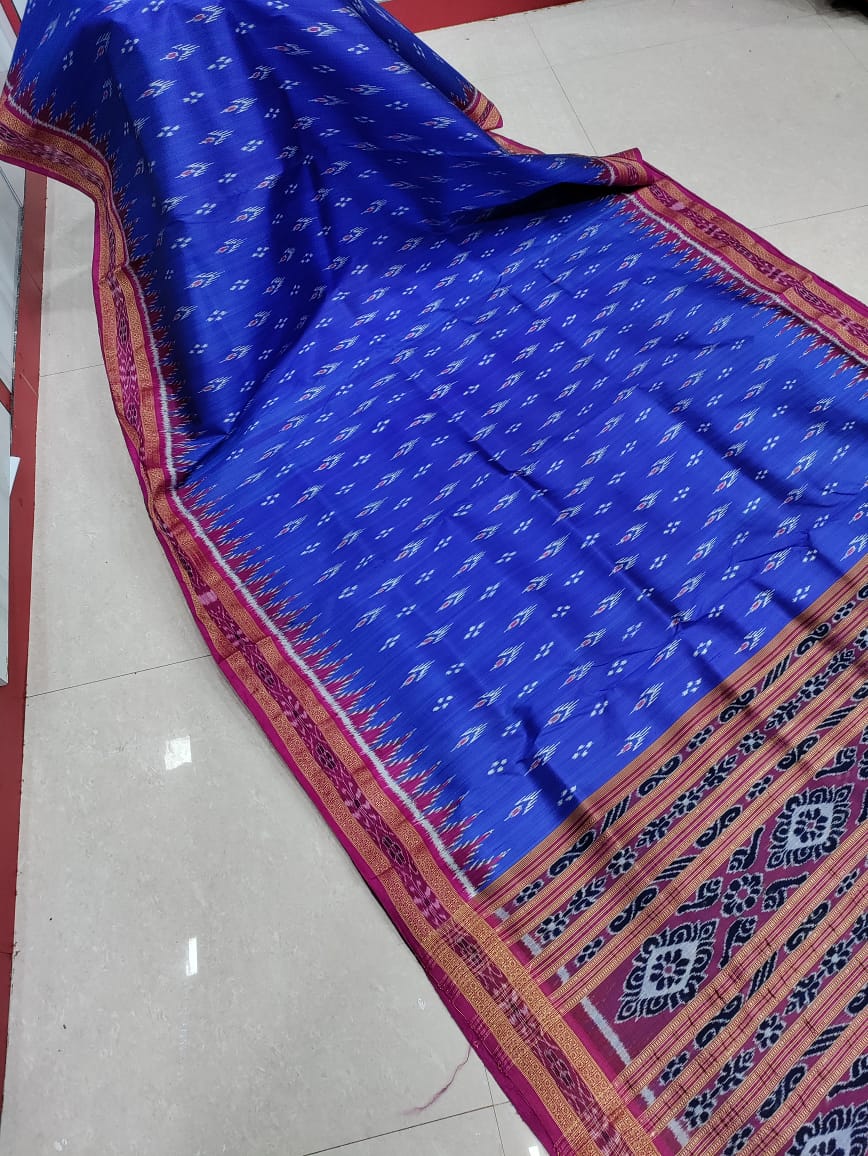 Blue khandua silk saree