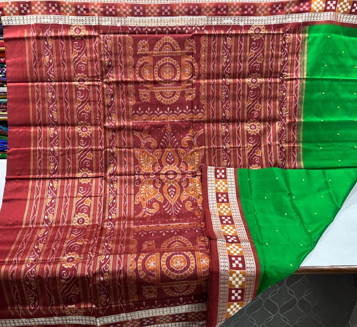 Green pasapalli border sambalpuri silk saree