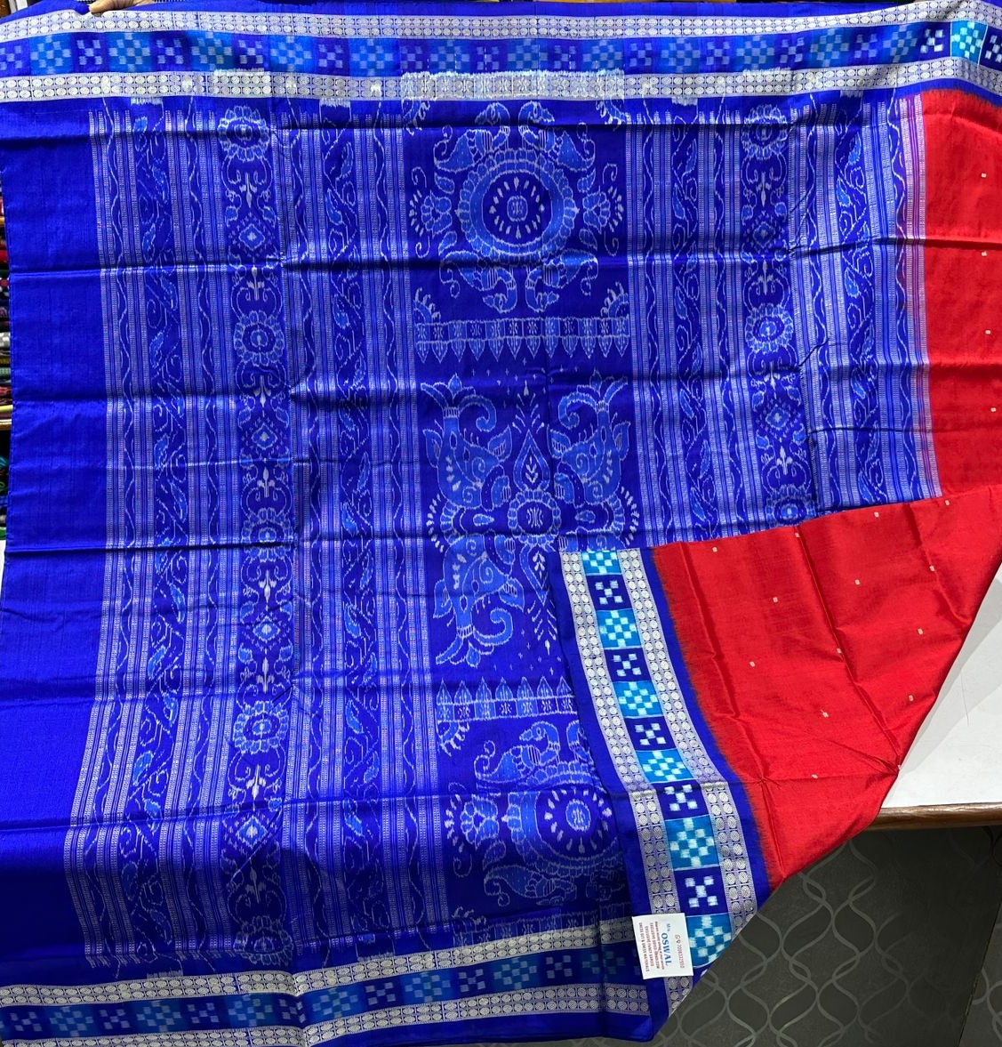 Red pasapalli border sambalpuri silk saree
