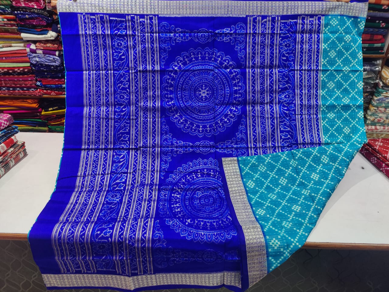 Blue Pasapalli Sambalpuri silk saree
