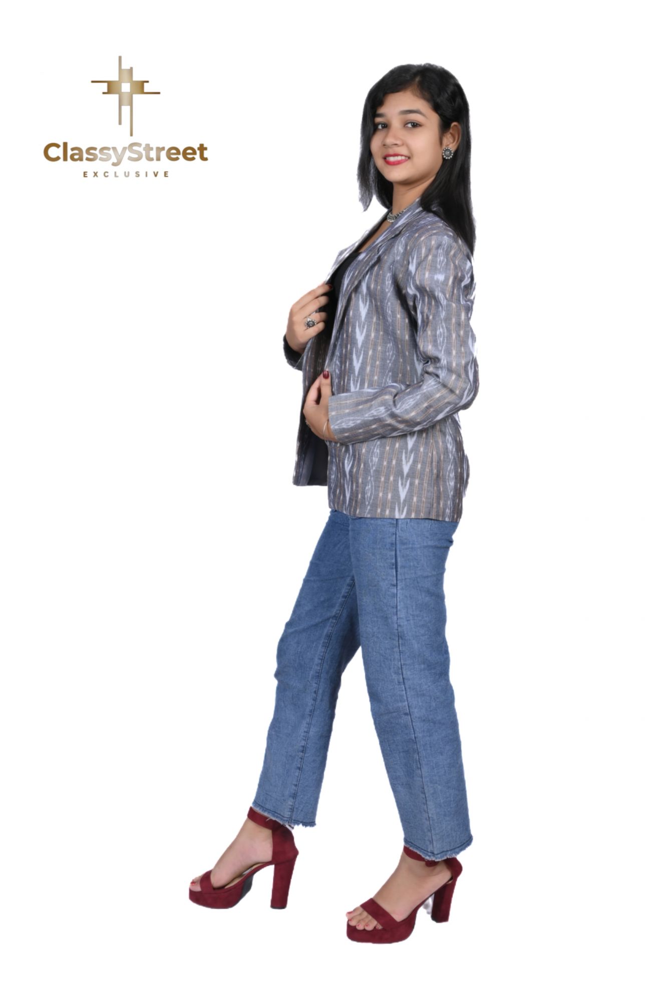 Grey Sambalpuri ikkat Jacket