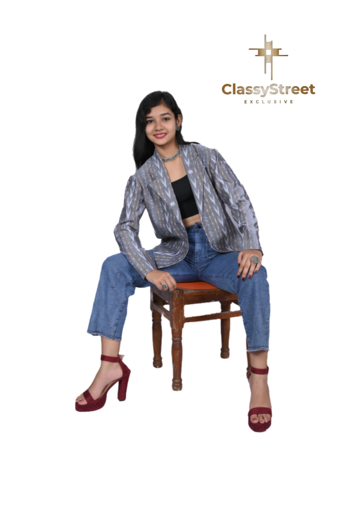 Grey Sambalpuri ikkat Jacket