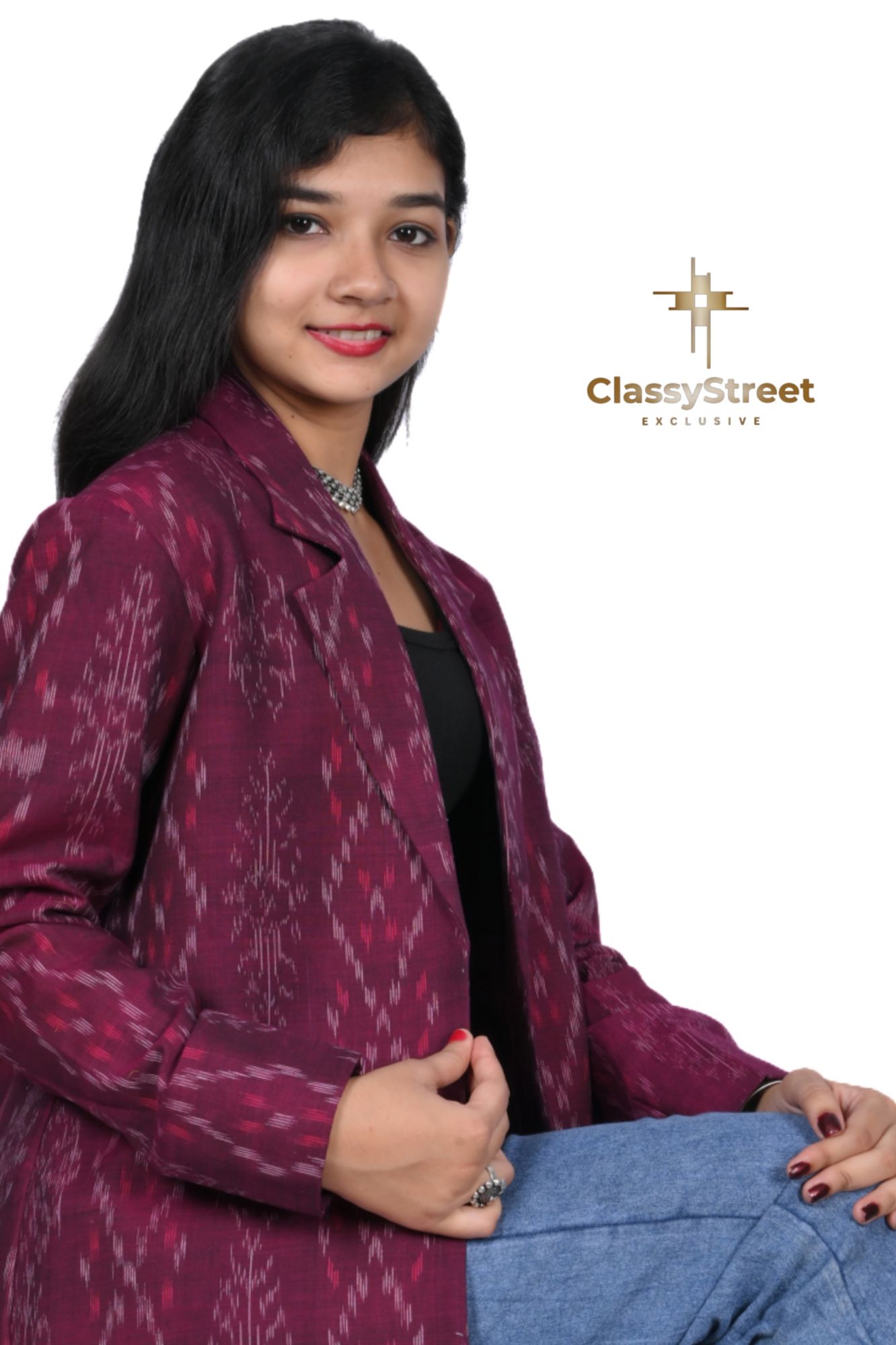 Magenta Sambalpuri ikkat Jacket