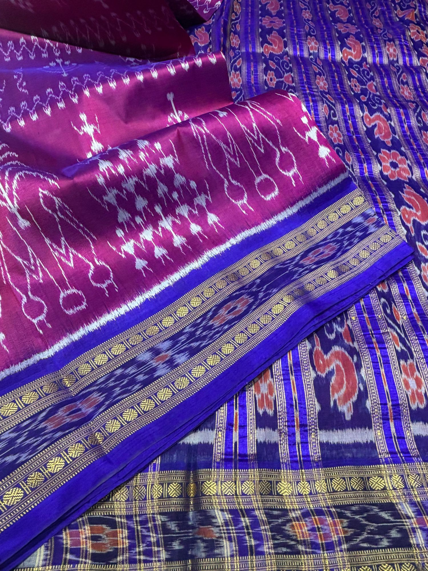 Magenta Khandua silk saree