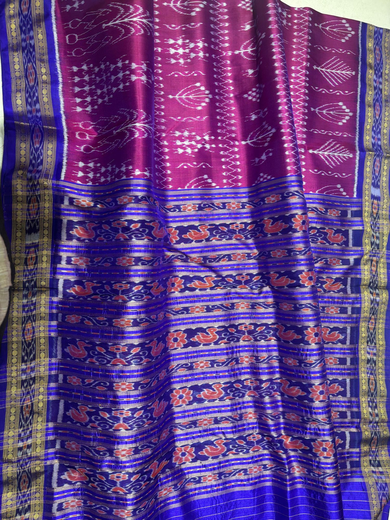 Magenta Khandua silk saree