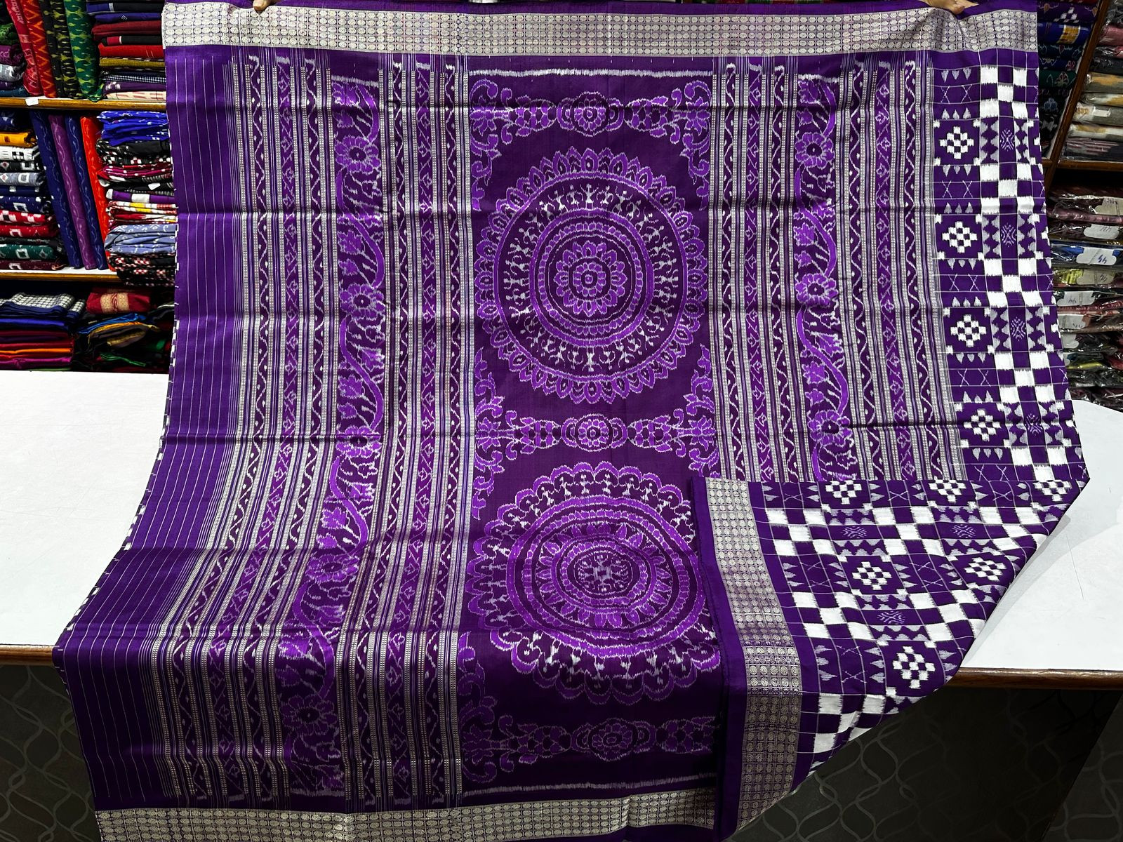 Purple Sambalpuri silk saree