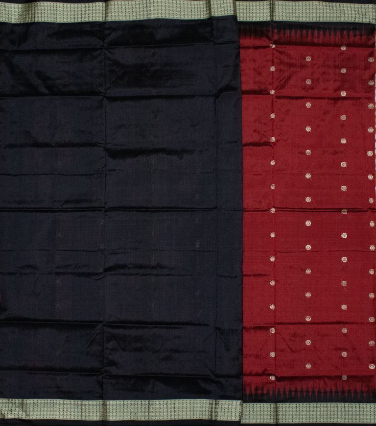 Maroon and Black Dongria silk saree