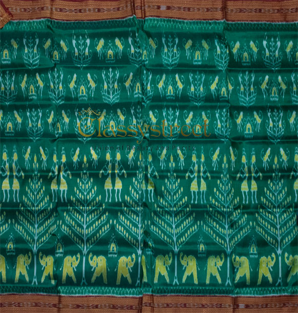 Turkish blue and  maroon Khandua silk saree