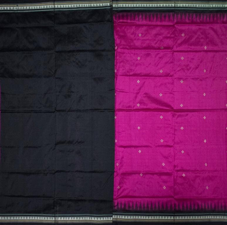 Black and Magenta Dongria silk saree