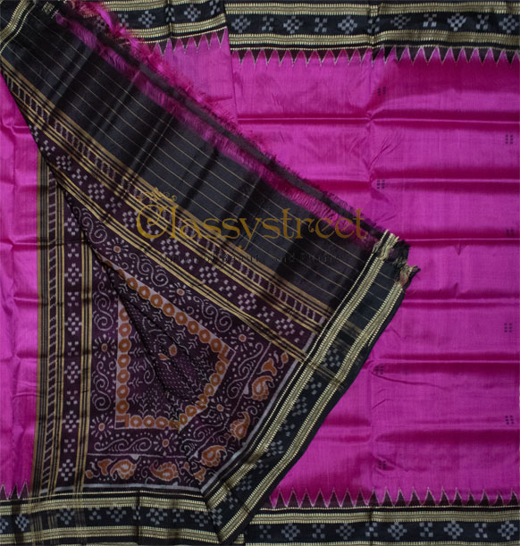 Magenta and Black Khandua silk saree