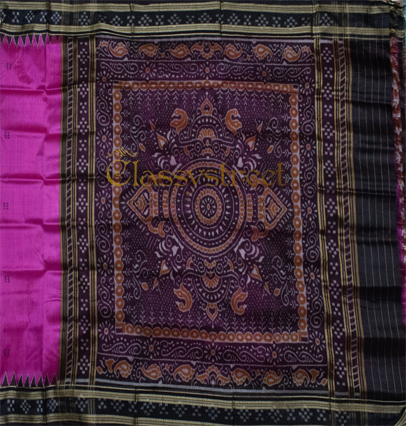 Magenta and Black Khandua silk saree