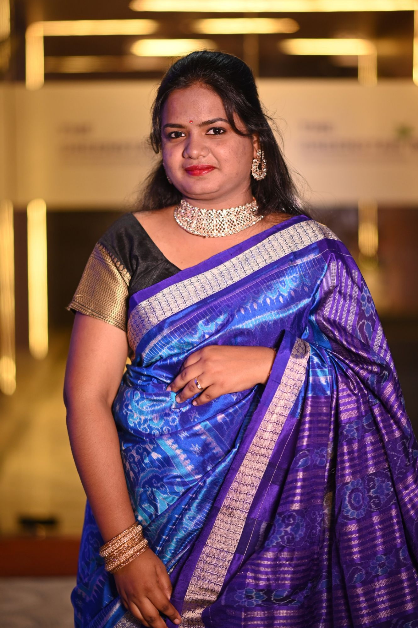 Aqua Blue Sambalpuri Silk Saree