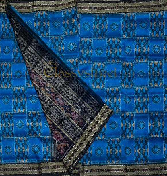 Blue and Black Khandua silk saree