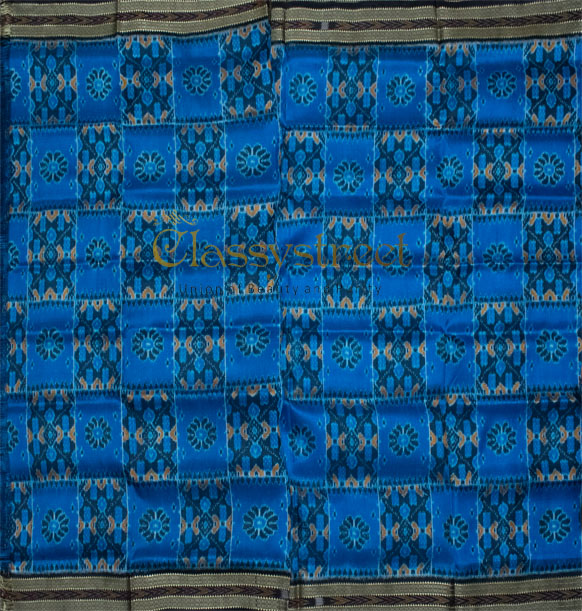 Blue and Black Khandua silk saree