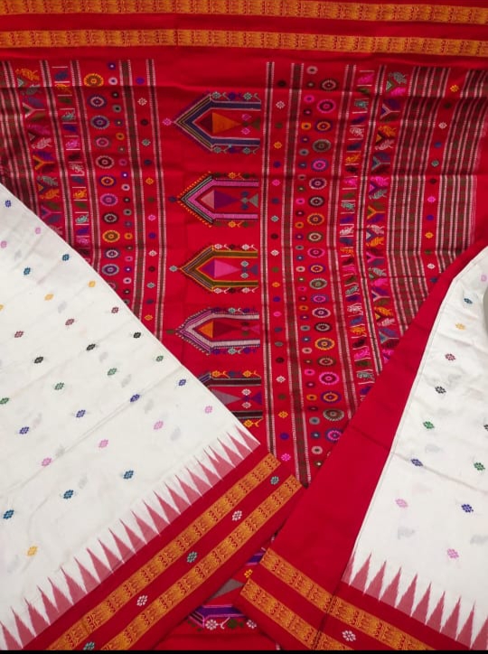 Red and white Dolabedi silk saree