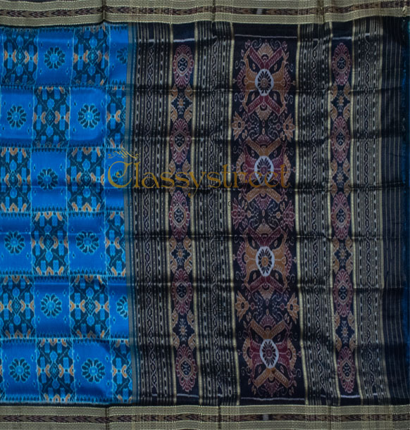 Blue and Black Khandua silk saree