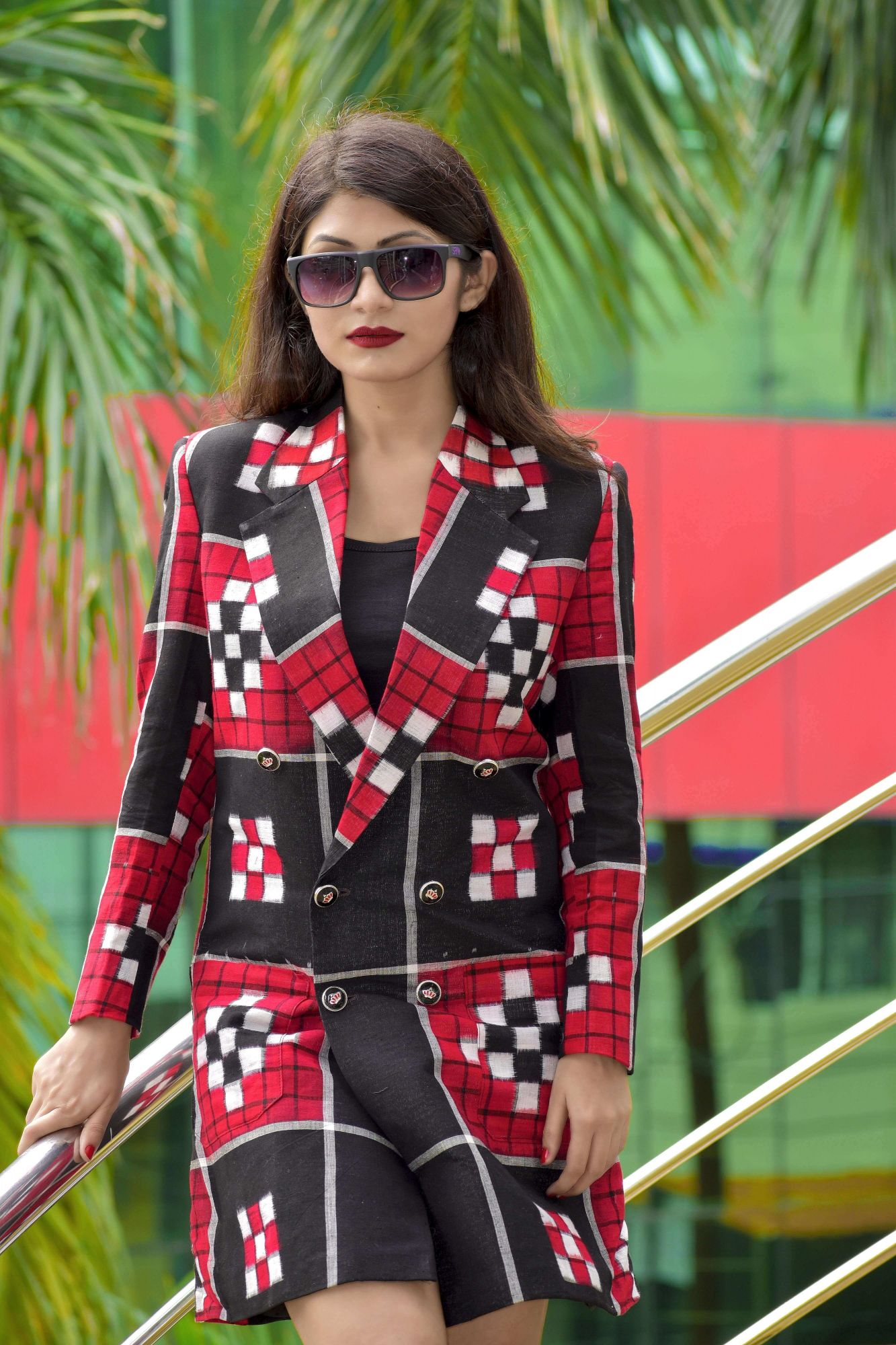 Black Red and White designer Sambalpuri Coat