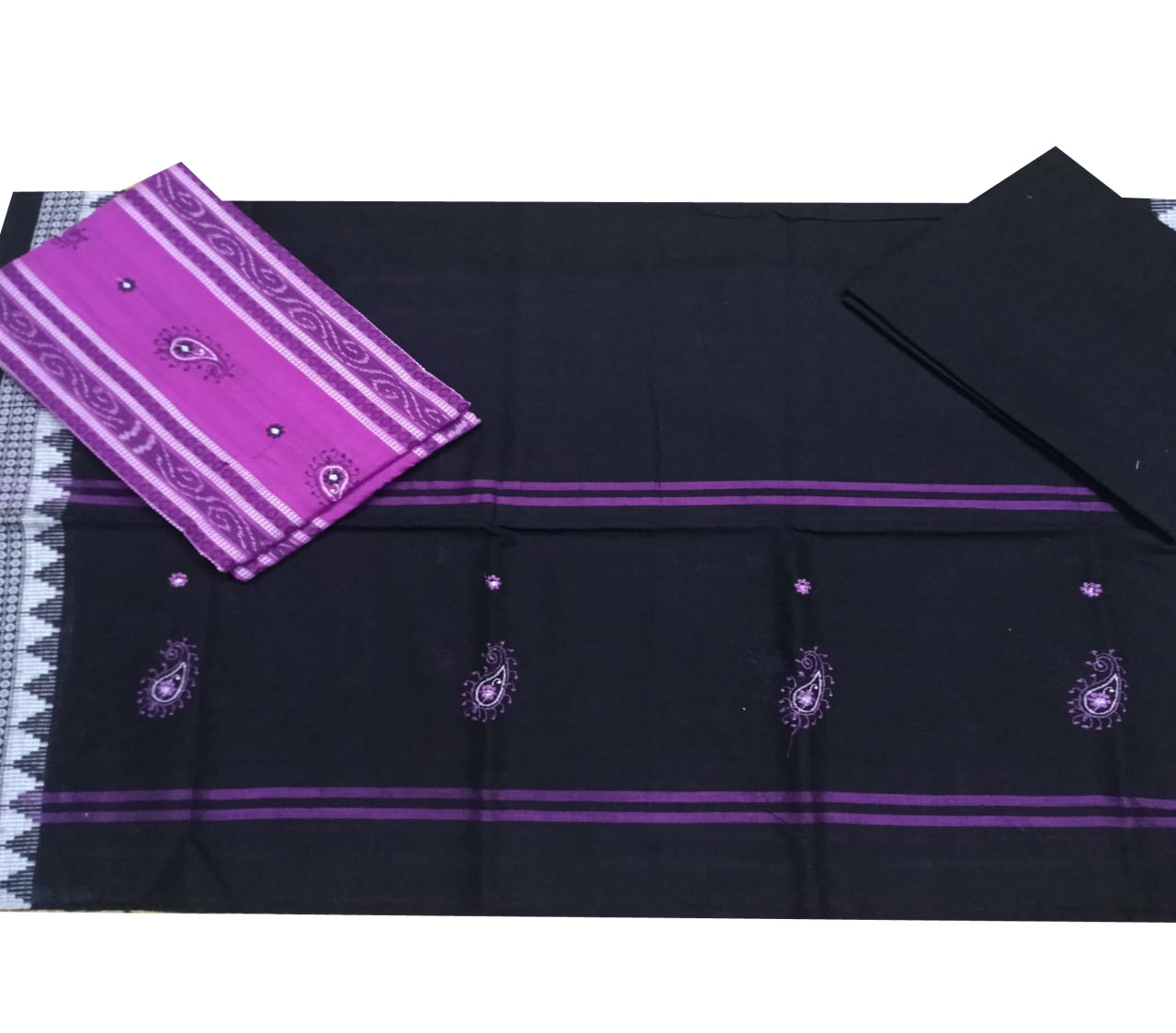 Black and Purple handwoven ikat salwar suit piece