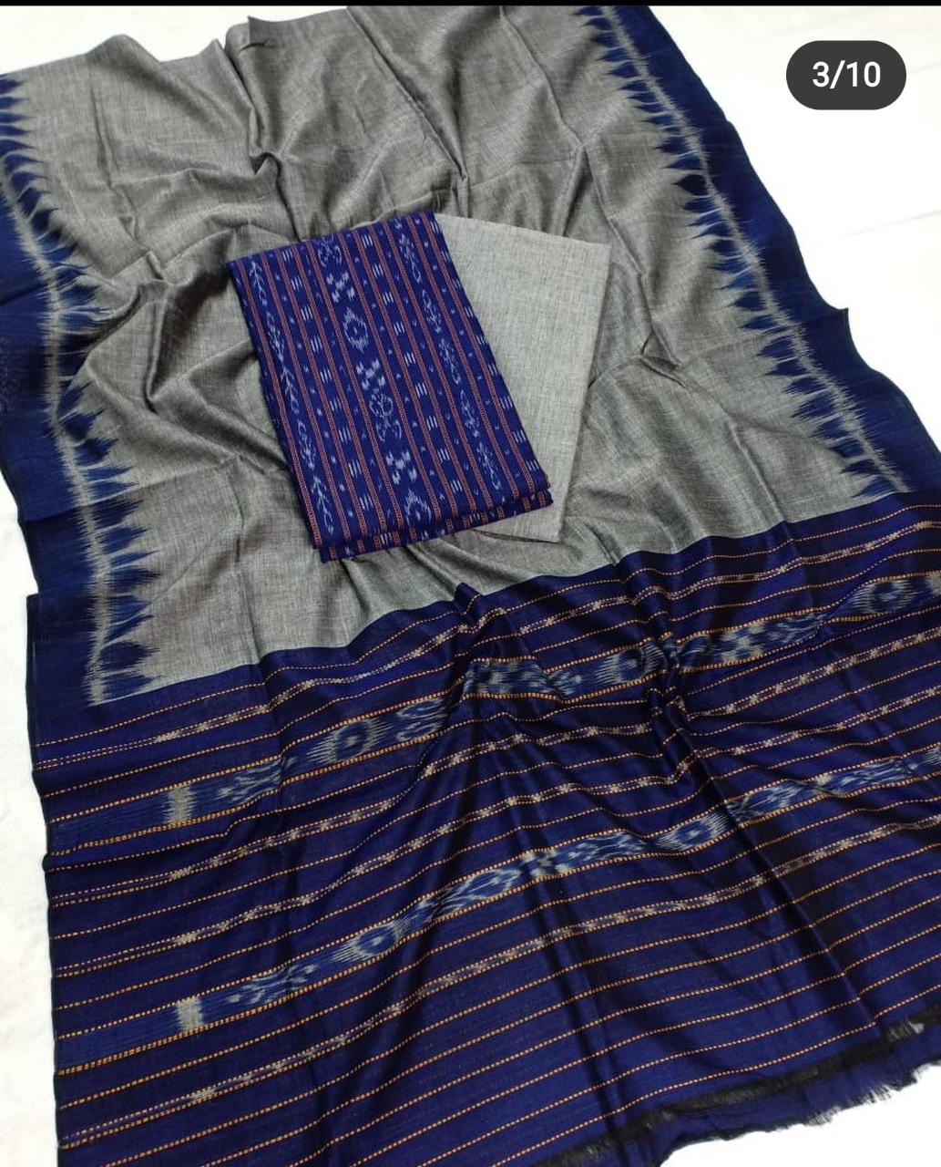 Blue and Gray Odisha handwoven tribal suit piece