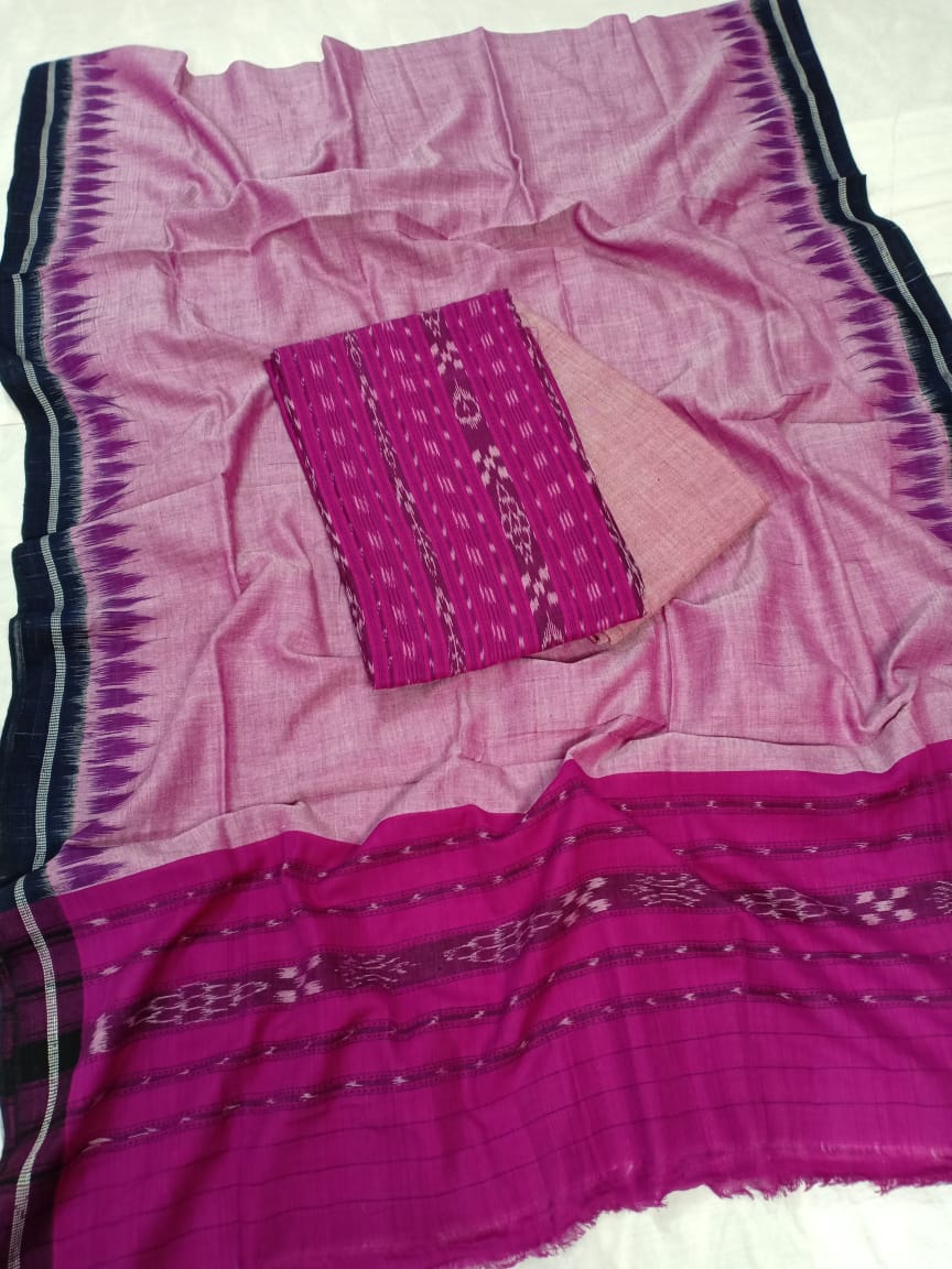 Pink and Black Odisha handwoven tribal salwar suit piece