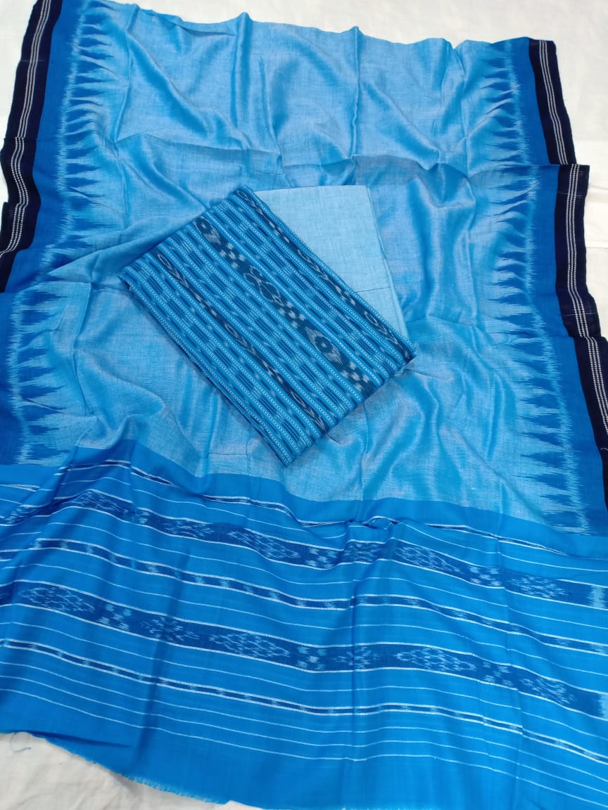 Sky blue and Black Odisha handwoven tribal salwar suit piece