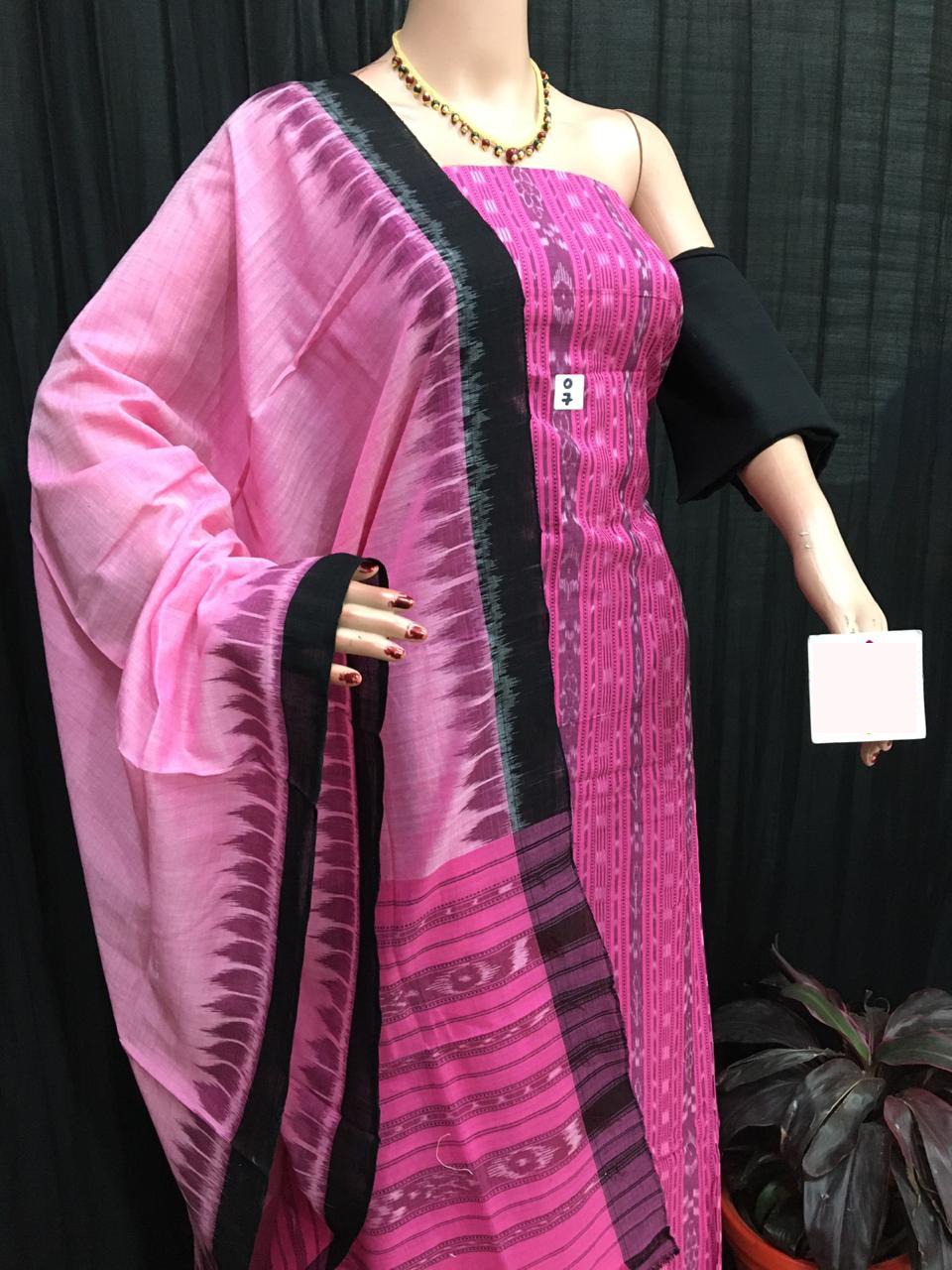 Pink and Black ikat salwar suit piece