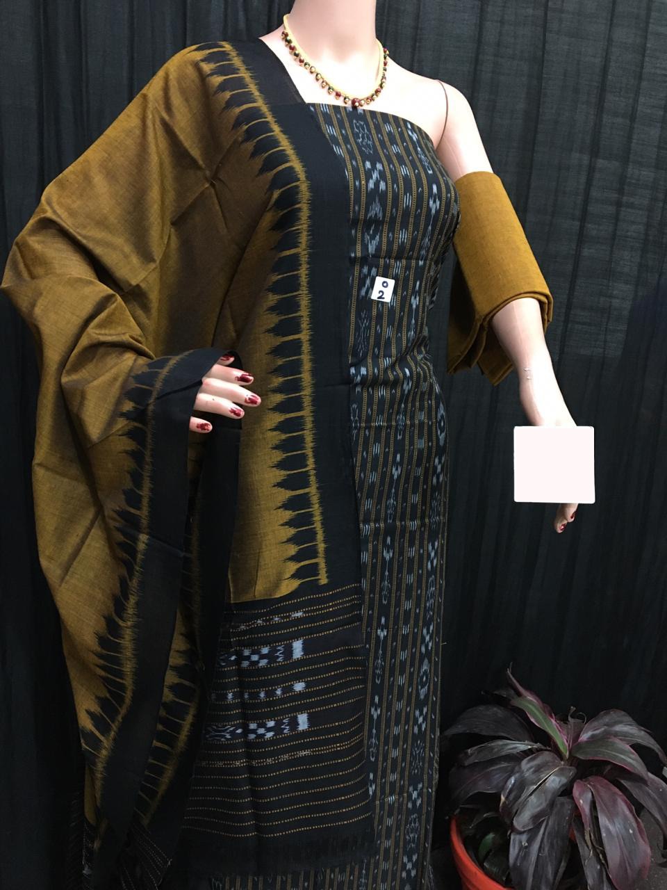 Black and Clay ikat salwar suit piece